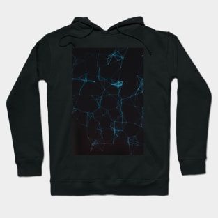 Abstract Blue Lines Resembling Star Constellation on Black Background Hoodie